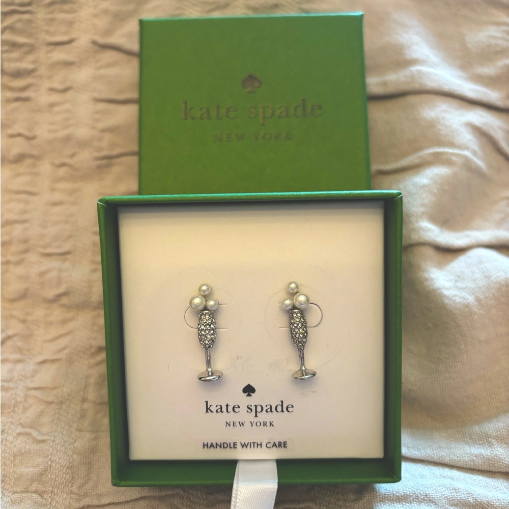 BNIB Kate Spade Cheers to That earrings in silver